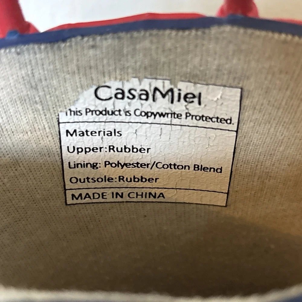 CasaMiel Kids Size 5 Dinosaur Rain Boots‎ Pre-Owned Pull Up Style